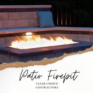 outdoor paver firepit on a patio.