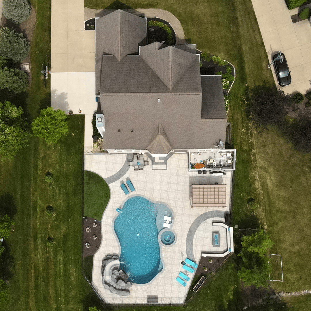 Gunite Vs Fiberglass Pools Clear Choice Custom Decks   Gunite Pool Overhead 